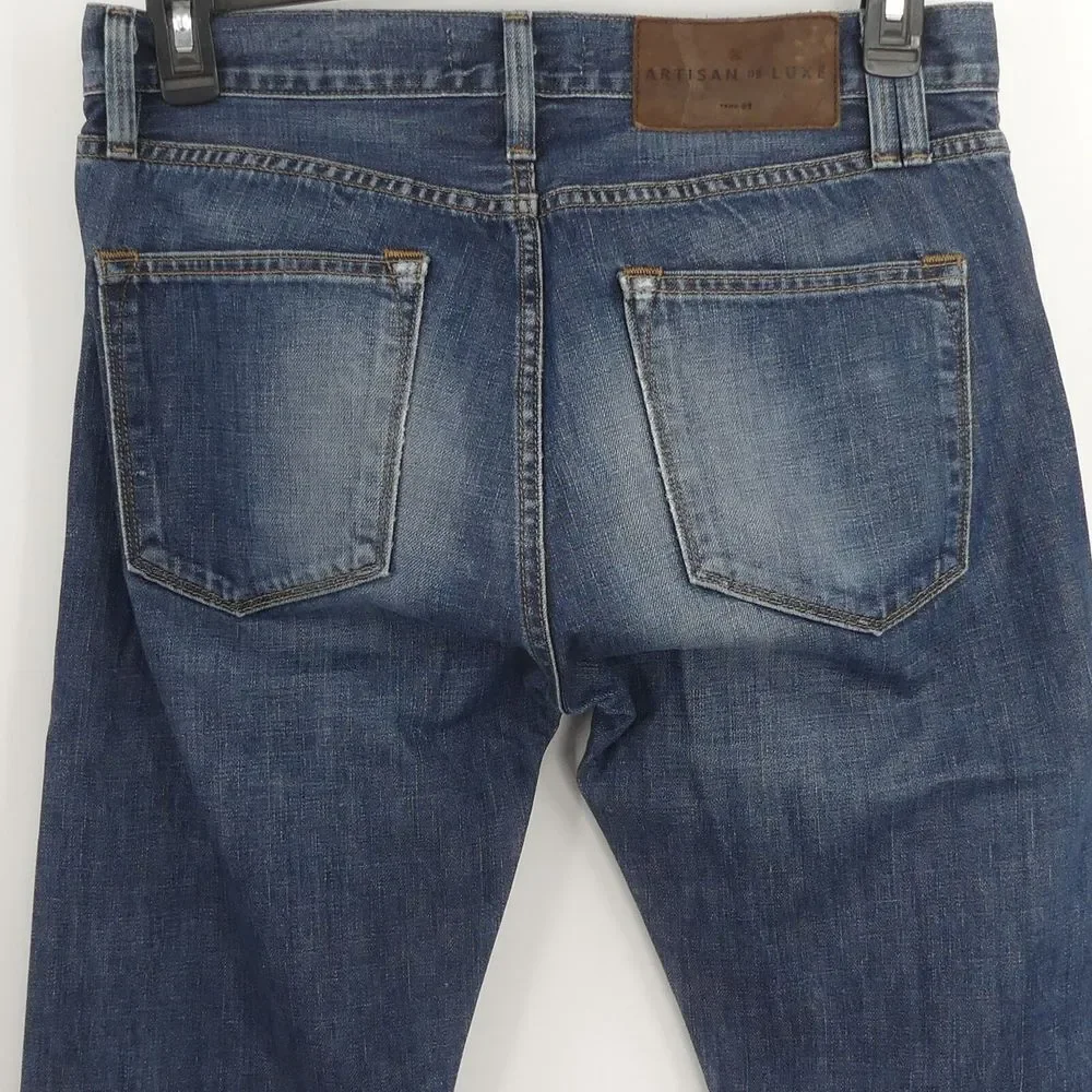 Artisan de Luxe‎ Dark Selvedge Straight Leg Button Fly Jeans 31 x 35 AMD080F13